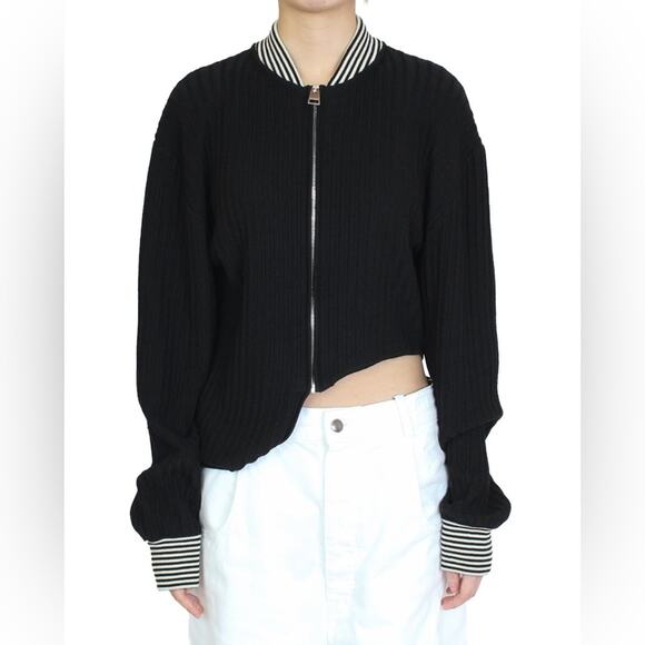 J.W. Anderson Virgin Wool asymmetric sweater zip front striped long sleeve - Picture 6 of 8